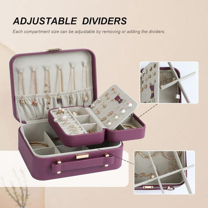 Travel Jewelry Case Large, Jewelry Box Large Jewelry Travel Organizer Jewelry Case with Handle, Best Gift for women Girls, Grey