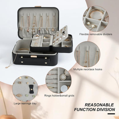 Travel Jewelry Case Large, Jewelry Box Large Jewelry Travel Organizer Jewelry Case with Handle, Best Gift for women Girls, Grey