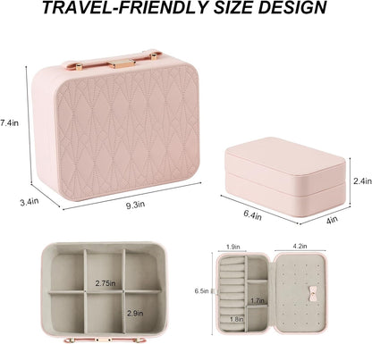 Travel Jewelry Case Large, Jewelry Box Large Jewelry Travel Organizer Jewelry Case with Handle, Best Gift for women Girls, Grey