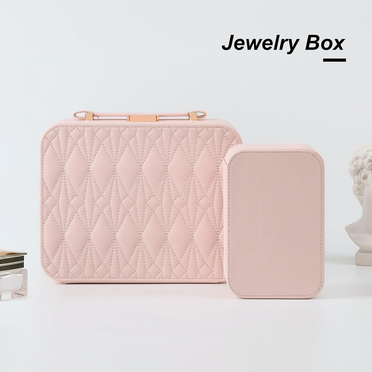 Travel Jewelry Case Large, Jewelry Box Large Jewelry Travel Organizer Jewelry Case with Handle, Best Gift for women Girls, Grey