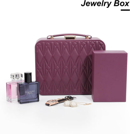 Travel Jewelry Case Large, Jewelry Box Large Jewelry Travel Organizer Jewelry Case with Handle, Best Gift for women Girls, Grey