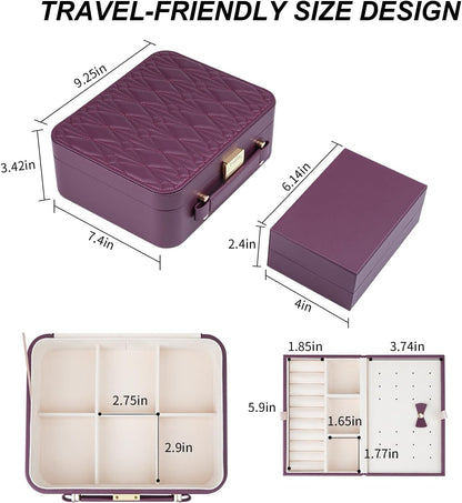 Travel Jewelry Case Large, Jewelry Box Large Jewelry Travel Organizer Jewelry Case with Handle, Best Gift for women Girls, Grey