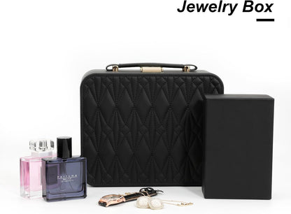 Travel Jewelry Case Large, Jewelry Box Large Jewelry Travel Organizer Jewelry Case with Handle, Best Gift for women Girls, Grey