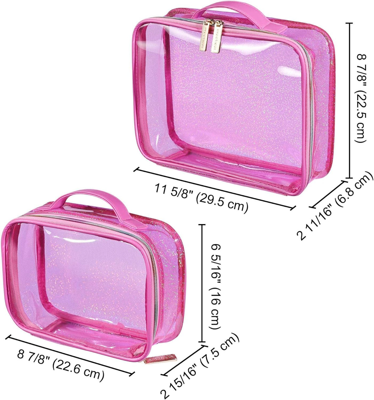Makeup Bag Plush Makeup Case Open Flat Travel Toiletry | Accessories Organizer Cosmetic Bag With Handle and Divider Flat Lay make up bag for Cosmetics Brushes Toiletry Jewelry, Pink