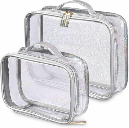 Makeup Bag Plush Makeup Case Open Flat Travel Toiletry | Accessories Organizer Cosmetic Bag With Handle and Divider Flat Lay make up bag for Cosmetics Brushes Toiletry Jewelry, Pink