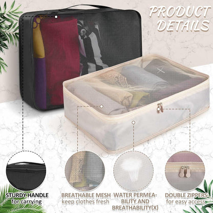12 Pcs Packing Cubes for Suitcase Travel Luggage Bags Bulk Mesh Organizer Set for Hiking Camping Backpacking Clothes Accessories (Black,XL, L, M Size)