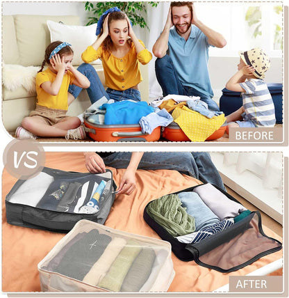 12 Pcs Packing Cubes for Suitcase Travel Luggage Bags Bulk Mesh Organizer Set for Hiking Camping Backpacking Clothes Accessories (Black,XL, L, M Size)