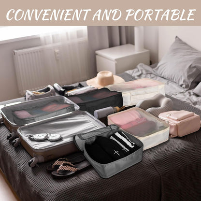 12 Pcs Packing Cubes for Suitcase Travel Luggage Bags Bulk Mesh Organizer Set for Hiking Camping Backpacking Clothes Accessories (Black,XL, L, M Size)
