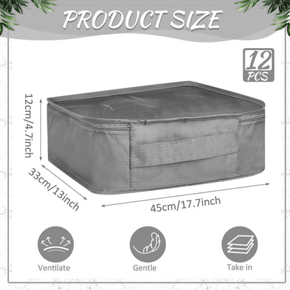 12 Pcs Packing Cubes for Suitcase Travel Luggage Bags Bulk Mesh Organizer Set for Hiking Camping Backpacking Clothes Accessories (Black,XL, L, M Size)