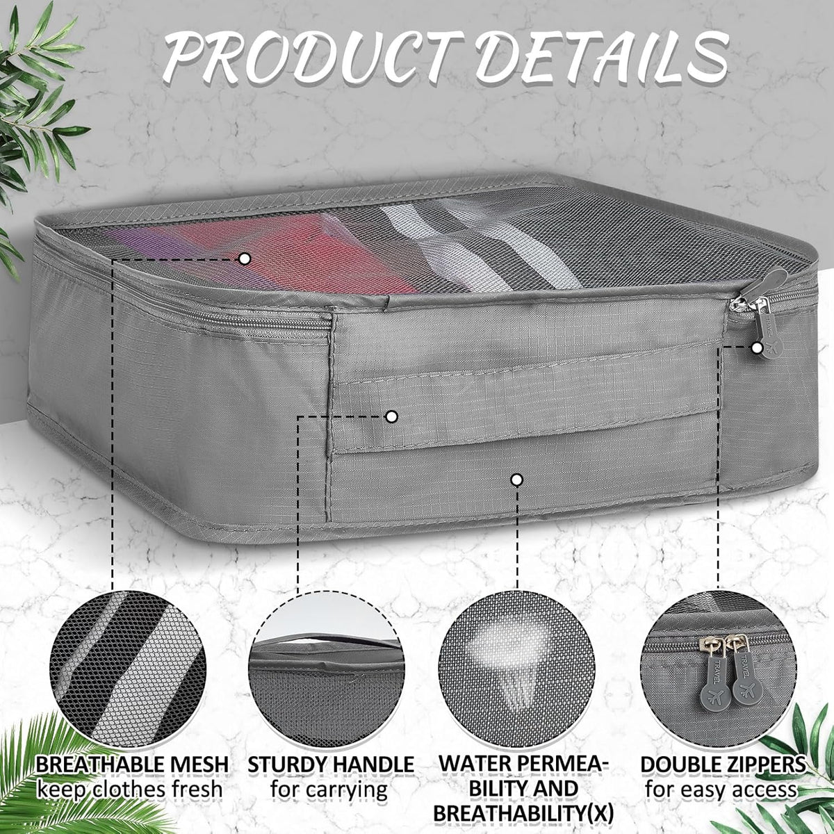 12 Pcs Packing Cubes for Suitcase Travel Luggage Bags Bulk Mesh Organizer Set for Hiking Camping Backpacking Clothes Accessories (Black,XL, L, M Size)
