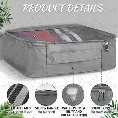 12 Pcs Packing Cubes for Suitcase Travel Luggage Bags Bulk Mesh Organizer Set for Hiking Camping Backpacking Clothes Accessories (Black,XL, L, M Size)