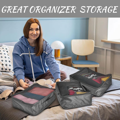 12 Pcs Packing Cubes for Suitcase Travel Luggage Bags Bulk Mesh Organizer Set for Hiking Camping Backpacking Clothes Accessories (Black,XL, L, M Size)