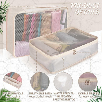 12 Pcs Packing Cubes for Suitcase Travel Luggage Bags Bulk Mesh Organizer Set for Hiking Camping Backpacking Clothes Accessories (Black,XL, L, M Size)