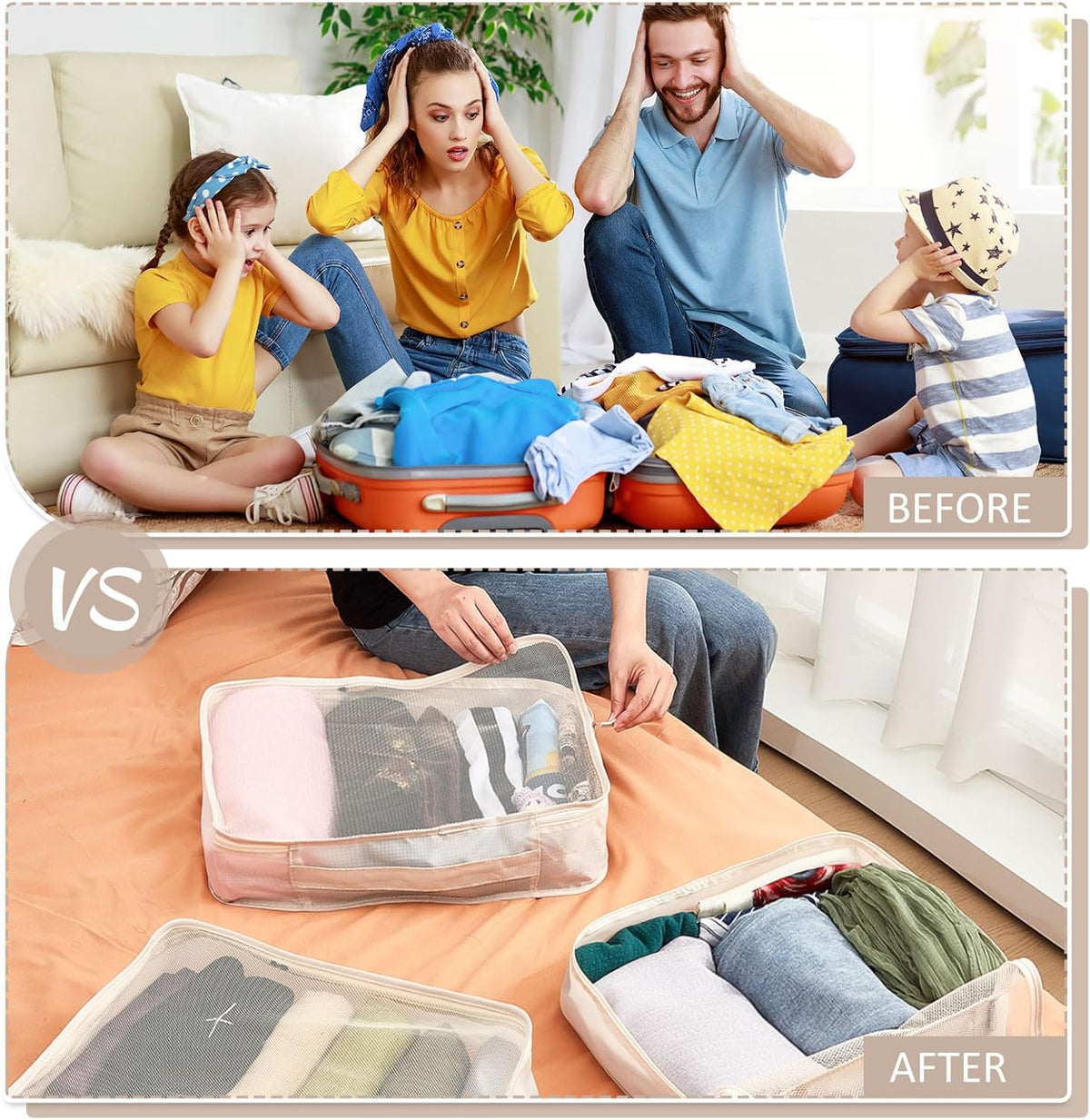 12 Pcs Packing Cubes for Suitcase Travel Luggage Bags Bulk Mesh Organizer Set for Hiking Camping Backpacking Clothes Accessories (Black,XL, L, M Size)