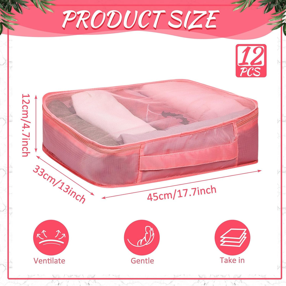 12 Pcs Packing Cubes for Suitcase Travel Luggage Bags Bulk Mesh Organizer Set for Hiking Camping Backpacking Clothes Accessories (Black,XL, L, M Size)