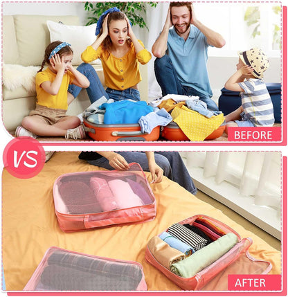 12 Pcs Packing Cubes for Suitcase Travel Luggage Bags Bulk Mesh Organizer Set for Hiking Camping Backpacking Clothes Accessories (Black,XL, L, M Size)