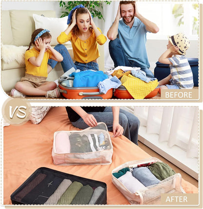 12 Pcs Packing Cubes for Suitcase Travel Luggage Bags Bulk Mesh Organizer Set for Hiking Camping Backpacking Clothes Accessories (Black,XL, L, M Size)