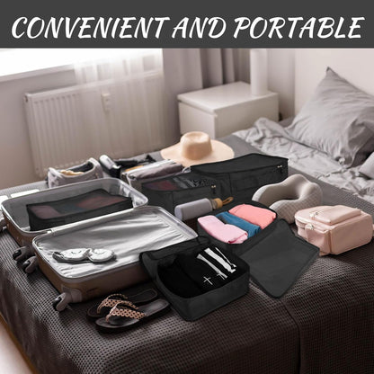 12 Pcs Packing Cubes for Suitcase Travel Luggage Bags Bulk Mesh Organizer Set for Hiking Camping Backpacking Clothes Accessories (Black,XL, L, M Size)