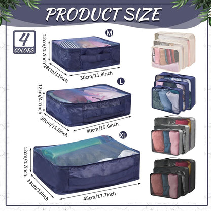 12 Pcs Packing Cubes for Suitcase Travel Luggage Bags Bulk Mesh Organizer Set for Hiking Camping Backpacking Clothes Accessories (Black,XL, L, M Size)