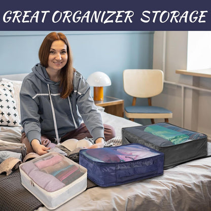 12 Pcs Packing Cubes for Suitcase Travel Luggage Bags Bulk Mesh Organizer Set for Hiking Camping Backpacking Clothes Accessories (Black,XL, L, M Size)