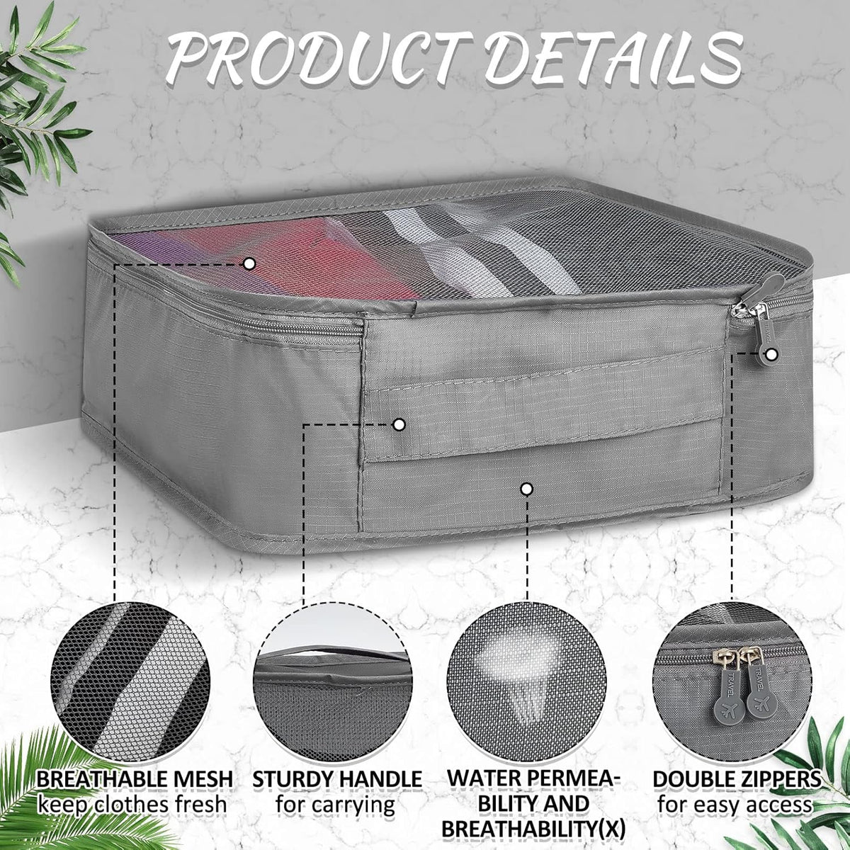 12 Pcs Packing Cubes for Suitcase Travel Luggage Bags Bulk Mesh Organizer Set for Hiking Camping Backpacking Clothes Accessories (Black,XL, L, M Size)