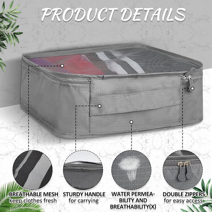 12 Pcs Packing Cubes for Suitcase Travel Luggage Bags Bulk Mesh Organizer Set for Hiking Camping Backpacking Clothes Accessories (Black,XL, L, M Size)