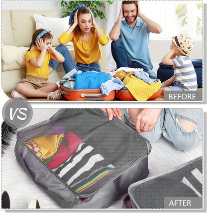 12 Pcs Packing Cubes for Suitcase Travel Luggage Bags Bulk Mesh Organizer Set for Hiking Camping Backpacking Clothes Accessories (Black,XL, L, M Size)