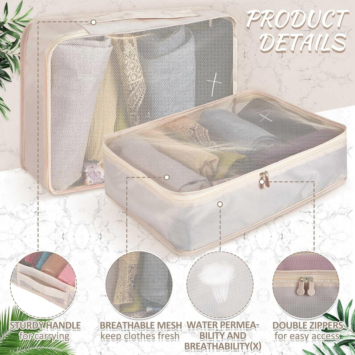 12 Pcs Packing Cubes for Suitcase Travel Luggage Bags Bulk Mesh Organizer Set for Hiking Camping Backpacking Clothes Accessories (Black,XL, L, M Size)