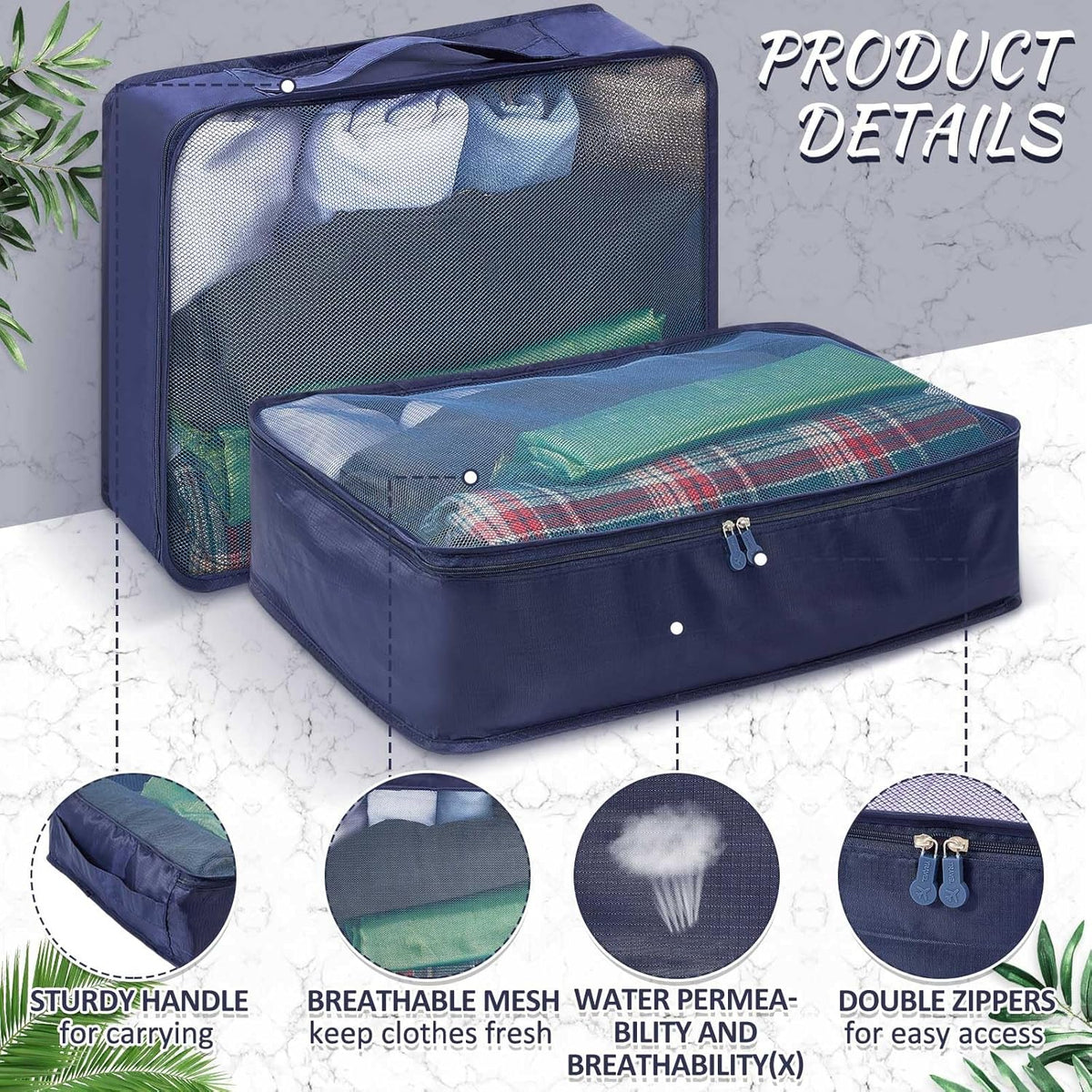 12 Pcs Packing Cubes for Suitcase Travel Luggage Bags Bulk Mesh Organizer Set for Hiking Camping Backpacking Clothes Accessories (Black,XL, L, M Size)
