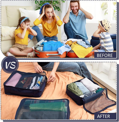 12 Pcs Packing Cubes for Suitcase Travel Luggage Bags Bulk Mesh Organizer Set for Hiking Camping Backpacking Clothes Accessories (Black,XL, L, M Size)
