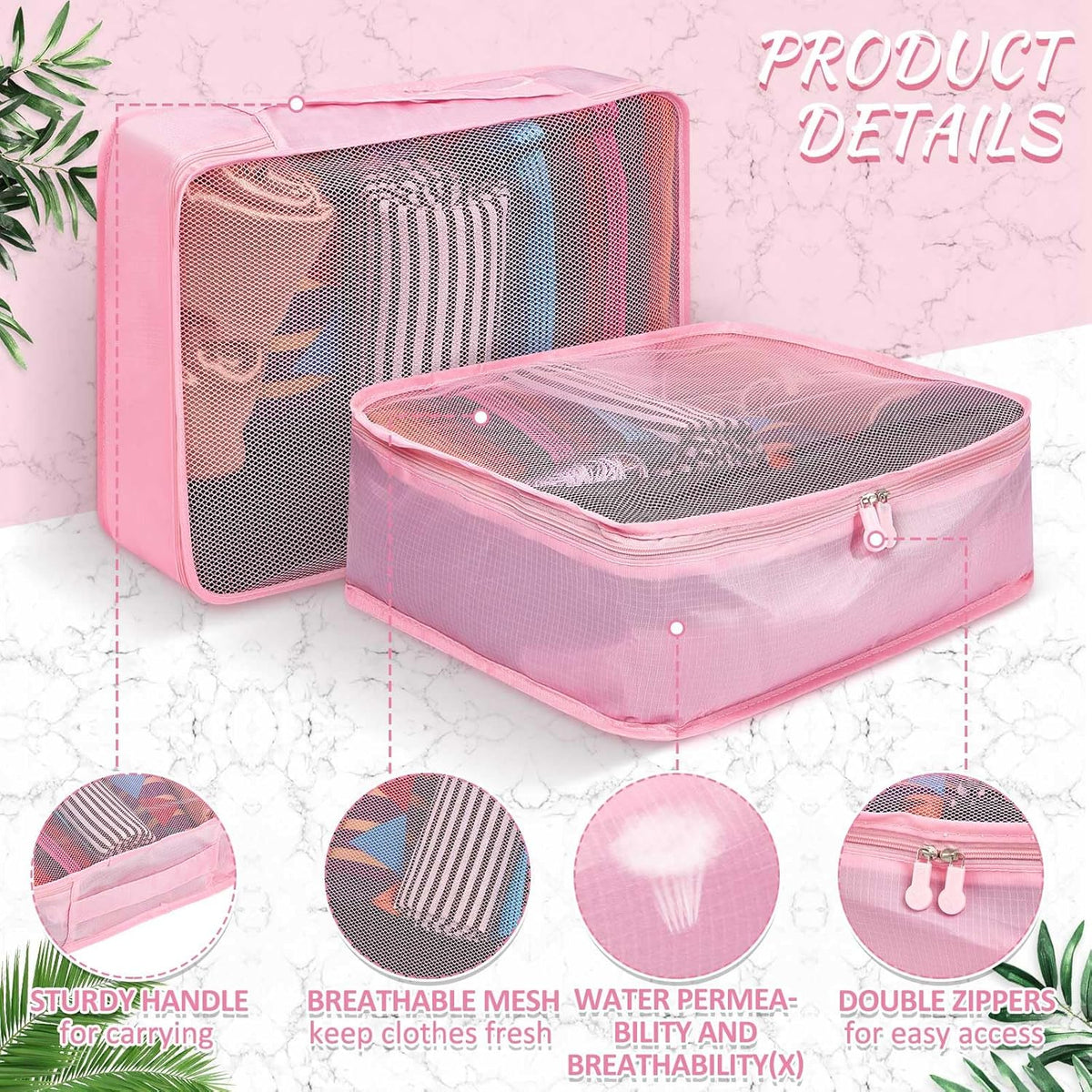 12 Pcs Packing Cubes for Suitcase Travel Luggage Bags Bulk Mesh Organizer Set for Hiking Camping Backpacking Clothes Accessories (Black,XL, L, M Size)
