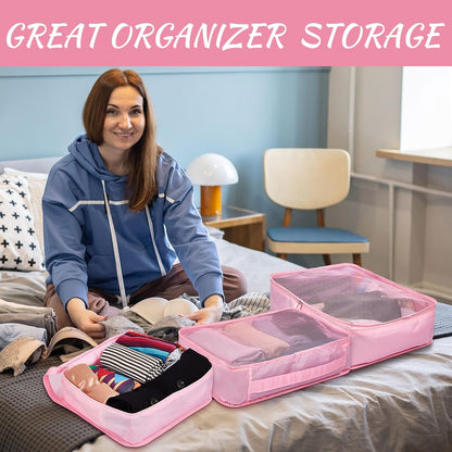 12 Pcs Packing Cubes for Suitcase Travel Luggage Bags Bulk Mesh Organizer Set for Hiking Camping Backpacking Clothes Accessories (Black,XL, L, M Size)