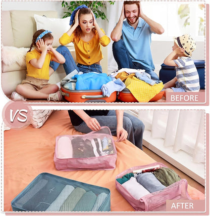 12 Pcs Packing Cubes for Suitcase Travel Luggage Bags Bulk Mesh Organizer Set for Hiking Camping Backpacking Clothes Accessories (Black,XL, L, M Size)