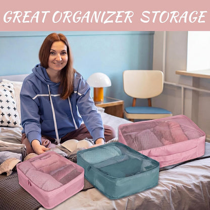 12 Pcs Packing Cubes for Suitcase Travel Luggage Bags Bulk Mesh Organizer Set for Hiking Camping Backpacking Clothes Accessories (Black,XL, L, M Size)