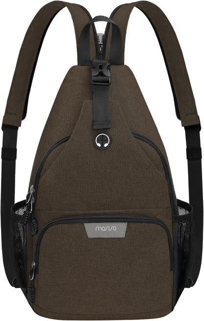 Sling Backpack Travel Hiking Daypack, Crossbody Convertible Sling Bag with Front Pocket One Shoulder Chest Bag