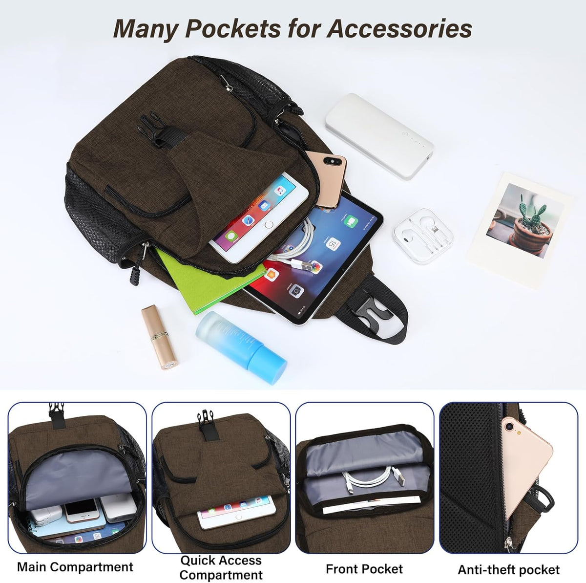 Sling Backpack Travel Hiking Daypack, Crossbody Convertible Sling Bag with Front Pocket One Shoulder Chest Bag