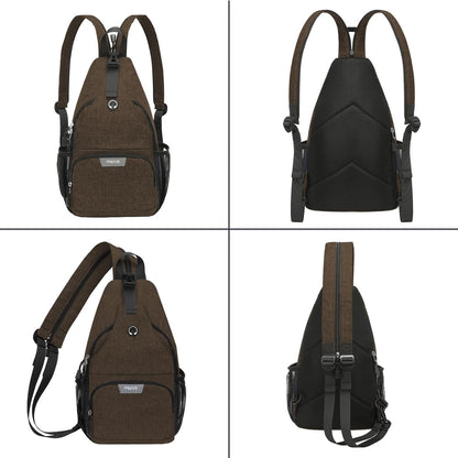 Sling Backpack Travel Hiking Daypack, Crossbody Convertible Sling Bag with Front Pocket One Shoulder Chest Bag