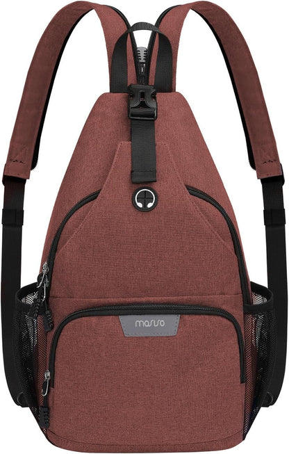 Sling Backpack Travel Hiking Daypack, Crossbody Convertible Sling Bag with Front Pocket One Shoulder Chest Bag