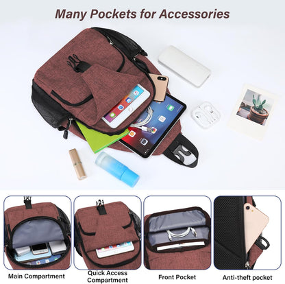 Sling Backpack Travel Hiking Daypack, Crossbody Convertible Sling Bag with Front Pocket One Shoulder Chest Bag
