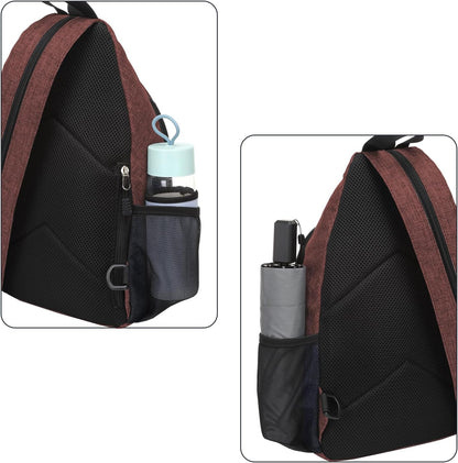 Sling Backpack Travel Hiking Daypack, Crossbody Convertible Sling Bag with Front Pocket One Shoulder Chest Bag