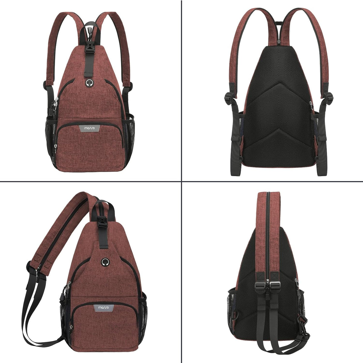 Sling Backpack Travel Hiking Daypack, Crossbody Convertible Sling Bag with Front Pocket One Shoulder Chest Bag