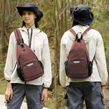 Sling Backpack Travel Hiking Daypack, Crossbody Convertible Sling Bag with Front Pocket One Shoulder Chest Bag