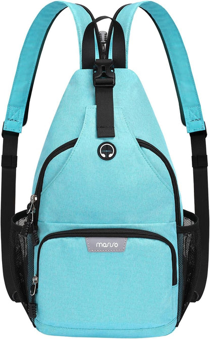 Sling Backpack Travel Hiking Daypack, Crossbody Convertible Sling Bag with Front Pocket One Shoulder Chest Bag