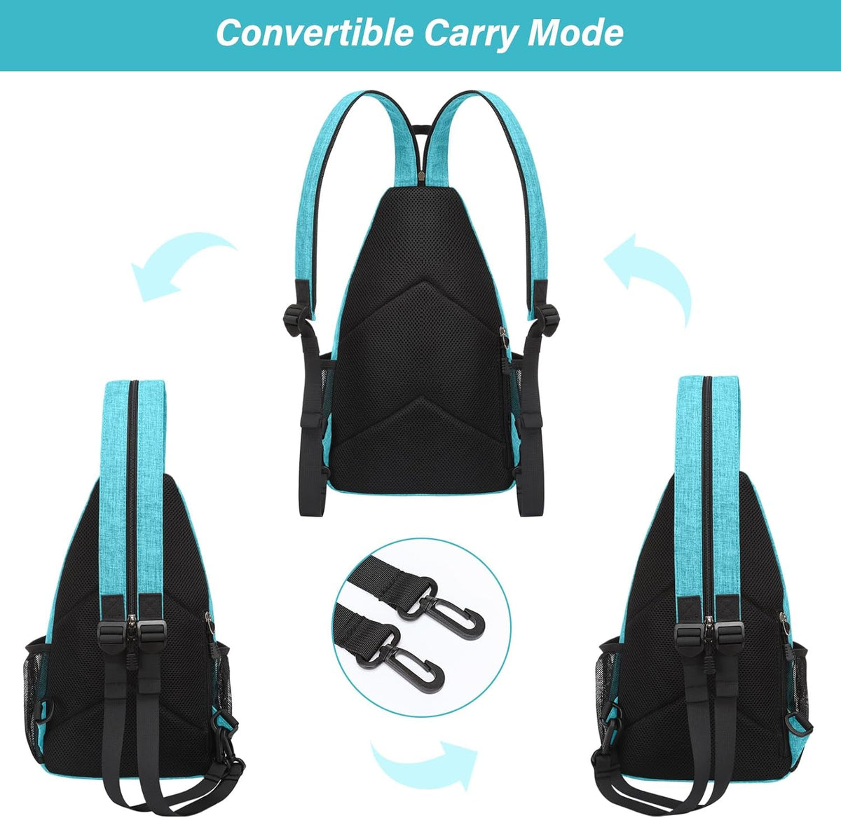 Sling Backpack Travel Hiking Daypack, Crossbody Convertible Sling Bag with Front Pocket One Shoulder Chest Bag