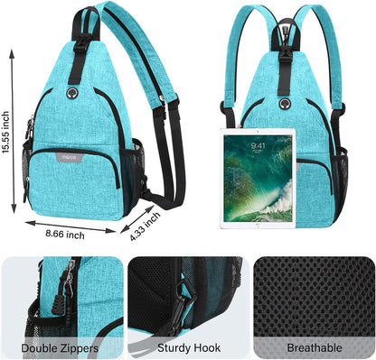 Sling Backpack Travel Hiking Daypack, Crossbody Convertible Sling Bag with Front Pocket One Shoulder Chest Bag