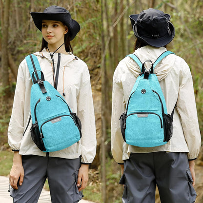 Sling Backpack Travel Hiking Daypack, Crossbody Convertible Sling Bag with Front Pocket One Shoulder Chest Bag