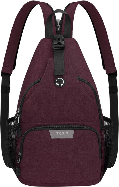 Sling Backpack Travel Hiking Daypack, Crossbody Convertible Sling Bag with Front Pocket One Shoulder Chest Bag