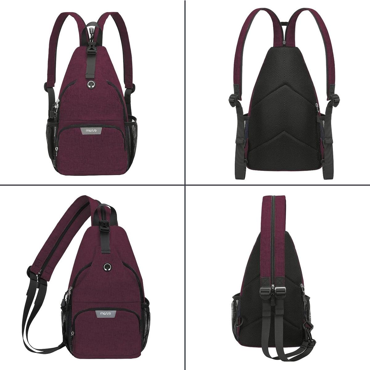 Sling Backpack Travel Hiking Daypack, Crossbody Convertible Sling Bag with Front Pocket One Shoulder Chest Bag