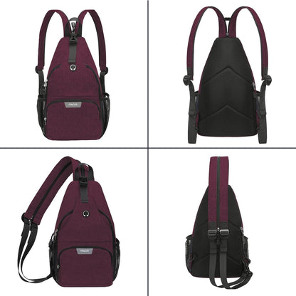 Sling Backpack Travel Hiking Daypack, Crossbody Convertible Sling Bag with Front Pocket One Shoulder Chest Bag