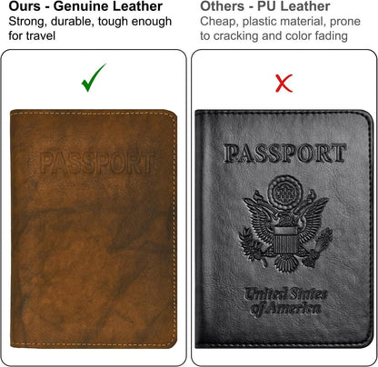 Chambray Basic Genuine Leather RFID Passport Cover